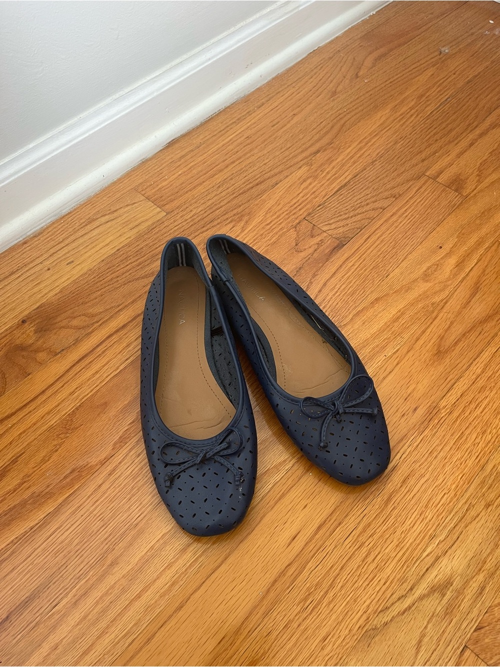 Nautica Navy Perforated Ballet Flats with Bow